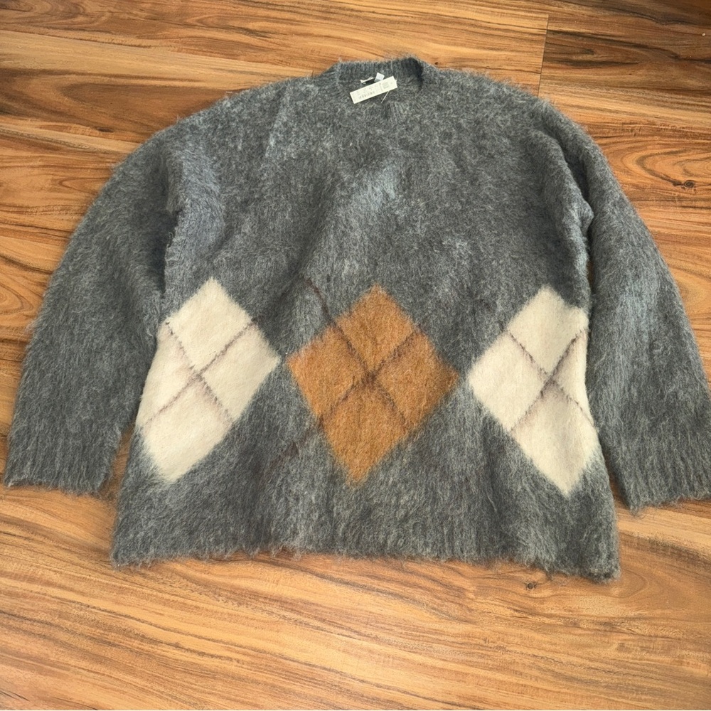 Madewell Gray Argyle Sweater
